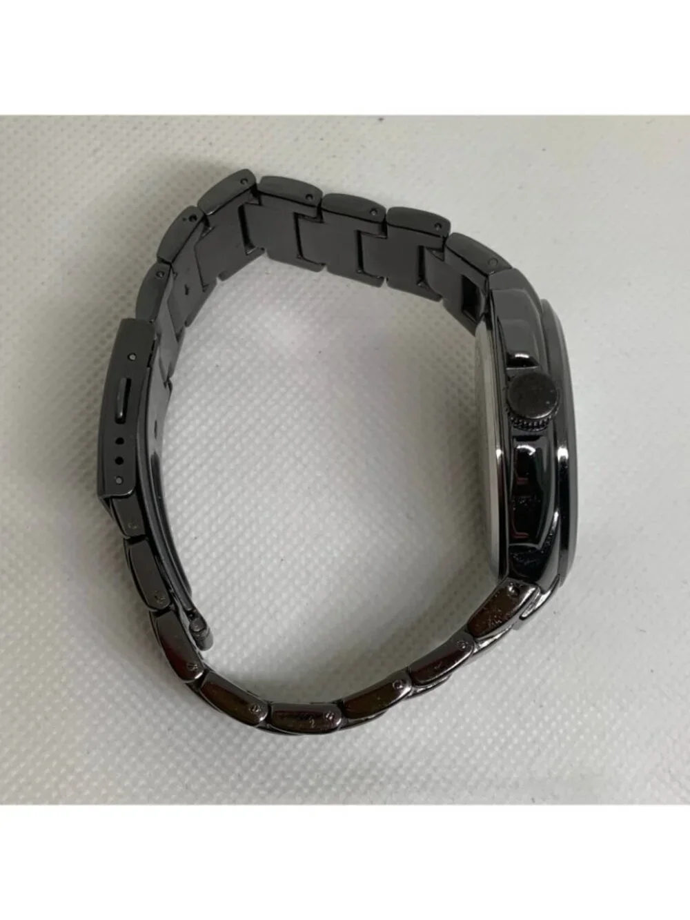 Sean John Black Dial Gunmetal Link Stainless Steel Band men Watch 41mm running